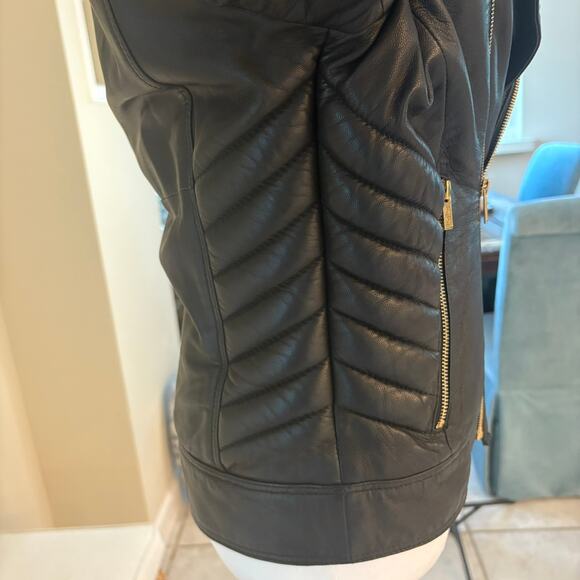 Versace H&M Black Studded Biker Moto Jacket Womens Medium - Picture 15 of 16